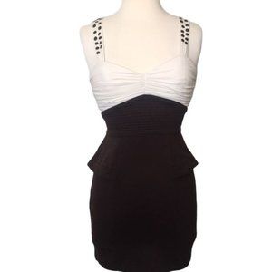 XOXO chocolate brown & white studded body con dress size small
